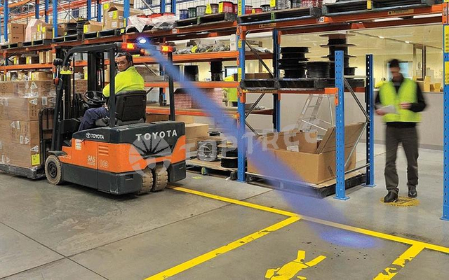 forklift blue spotlight