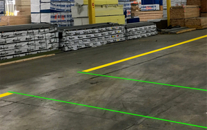 virtual walkway laser light for warehouse