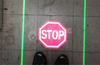 virtual “STOP” sign projector warehouse
