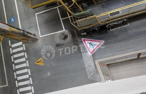 virtual warning sign projector for workshop