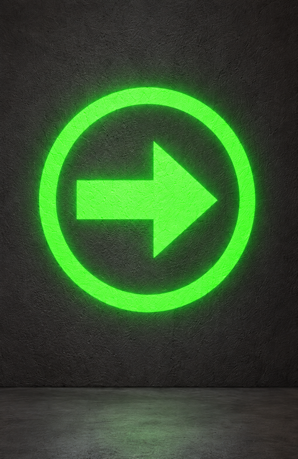 Single-color green directional arrow projection