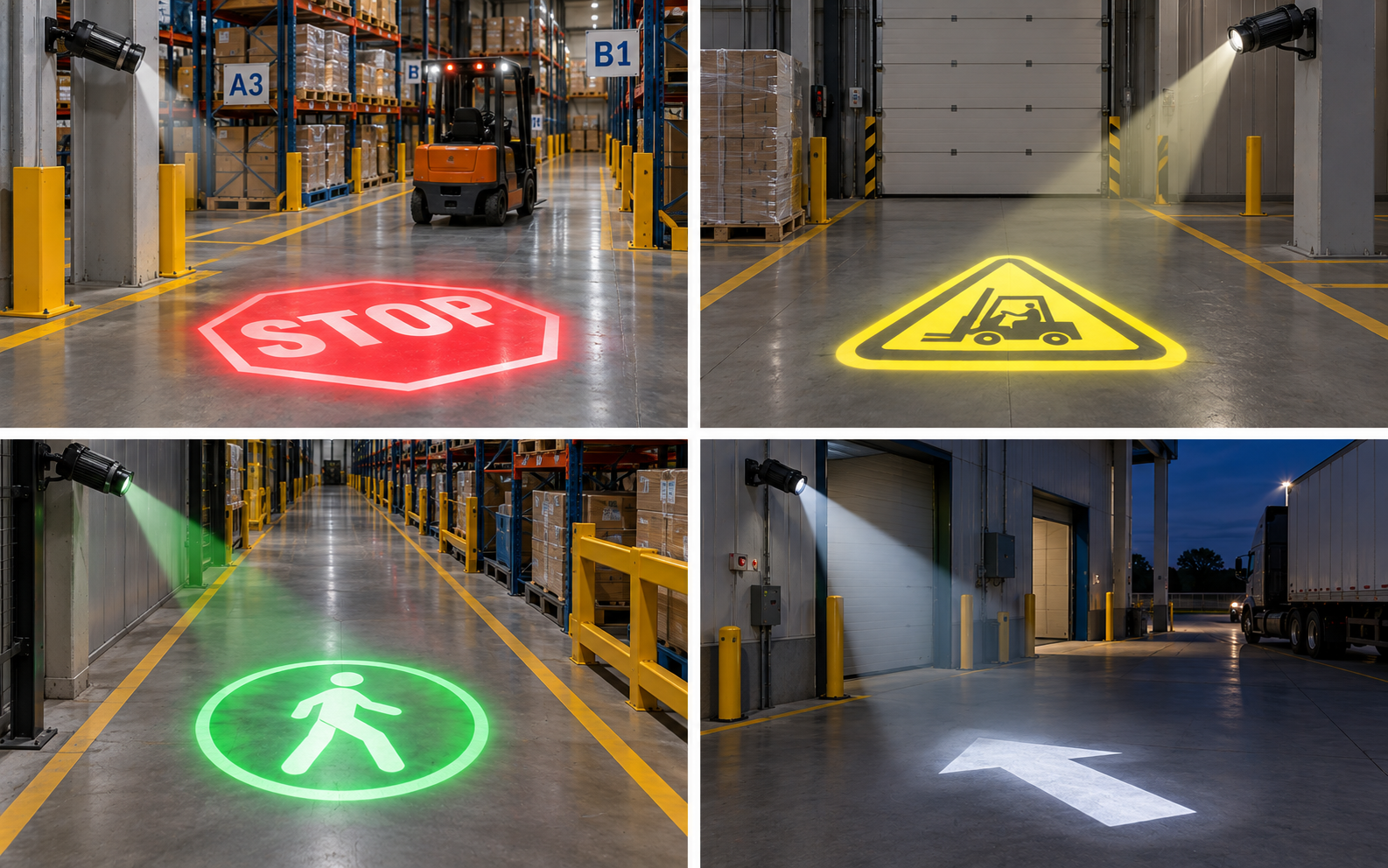 LED gobo projector for projected safety signs