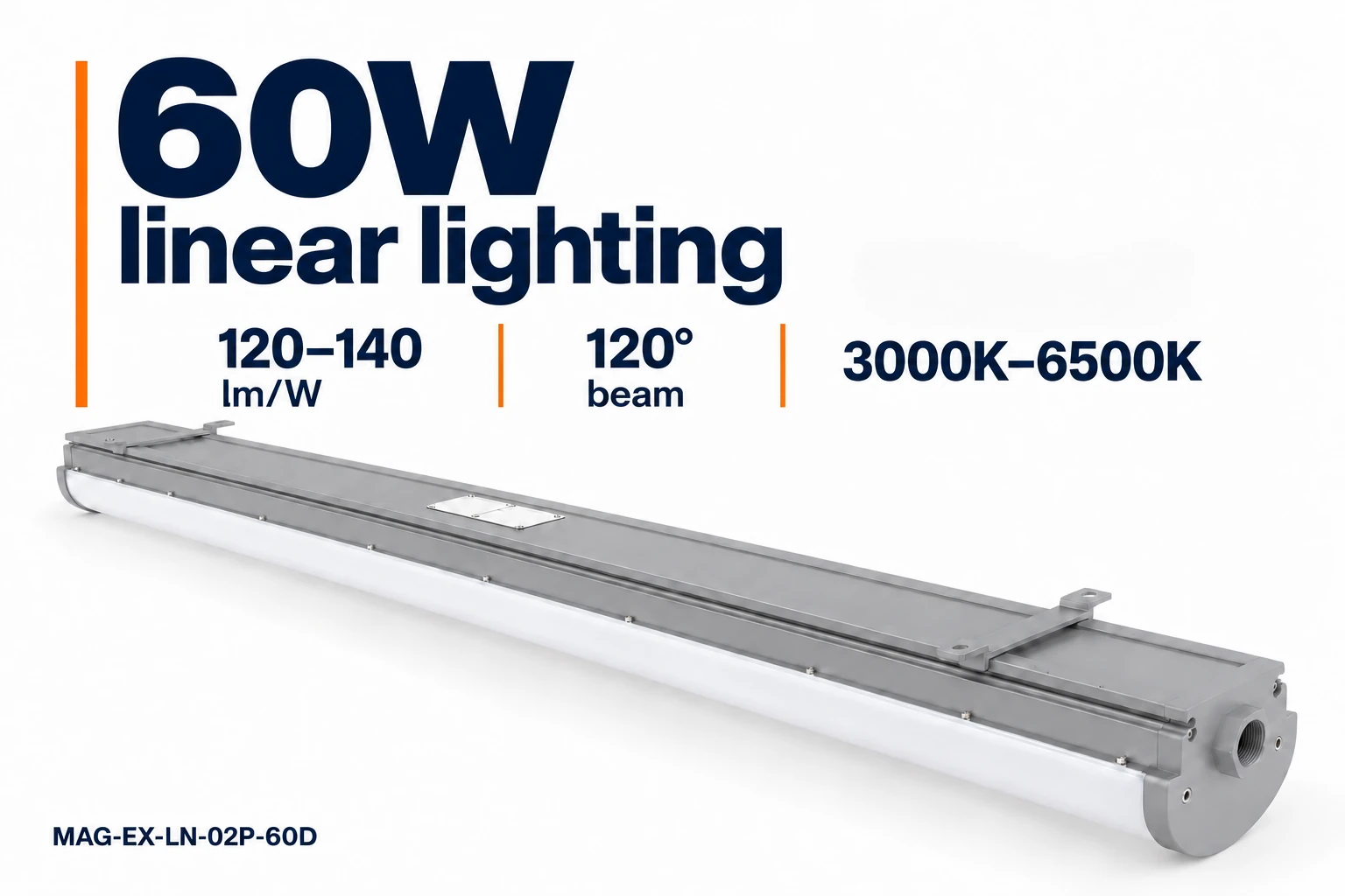 60D optical specification: 120-degree beam and 3000K–6500K color temperature