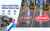 Projected STOP sign for warehouse safety