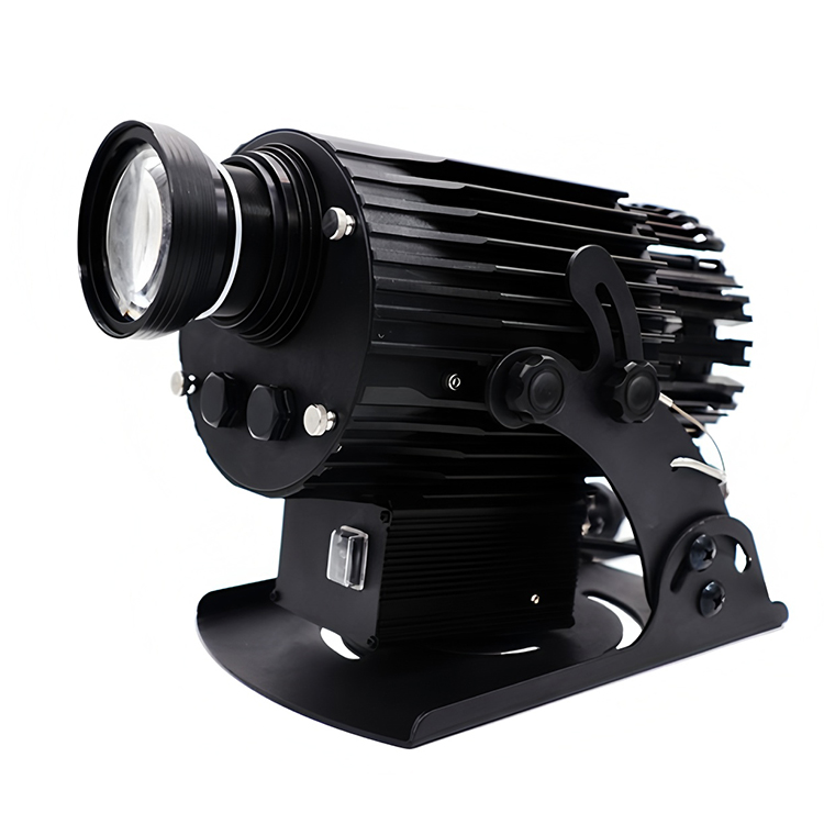 TOPTREE LED gobo projector with black finned housing and mounting bracket