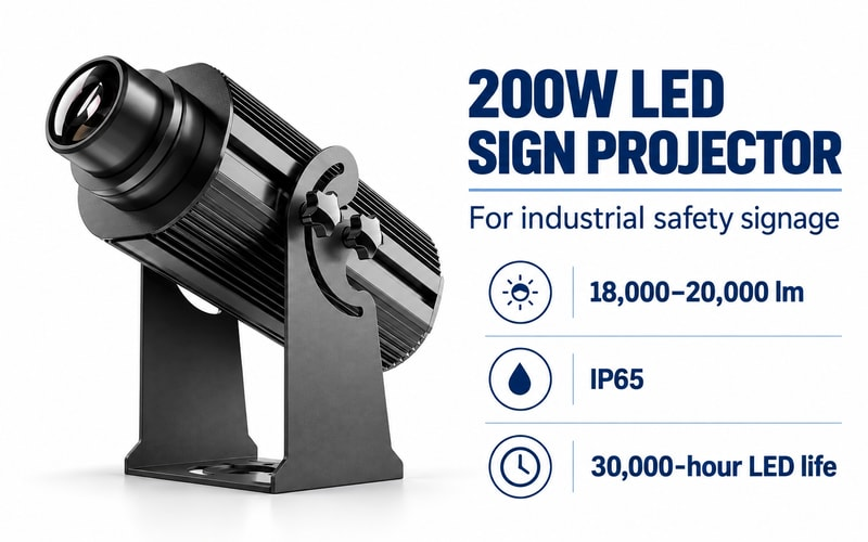 TOPTREE 200W LED sign projector for industrial safety signage