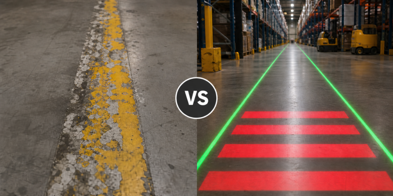 worn tape paint vs laser line