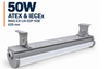 compact 50W certified linear luminaire for gas and dust hazardous areas